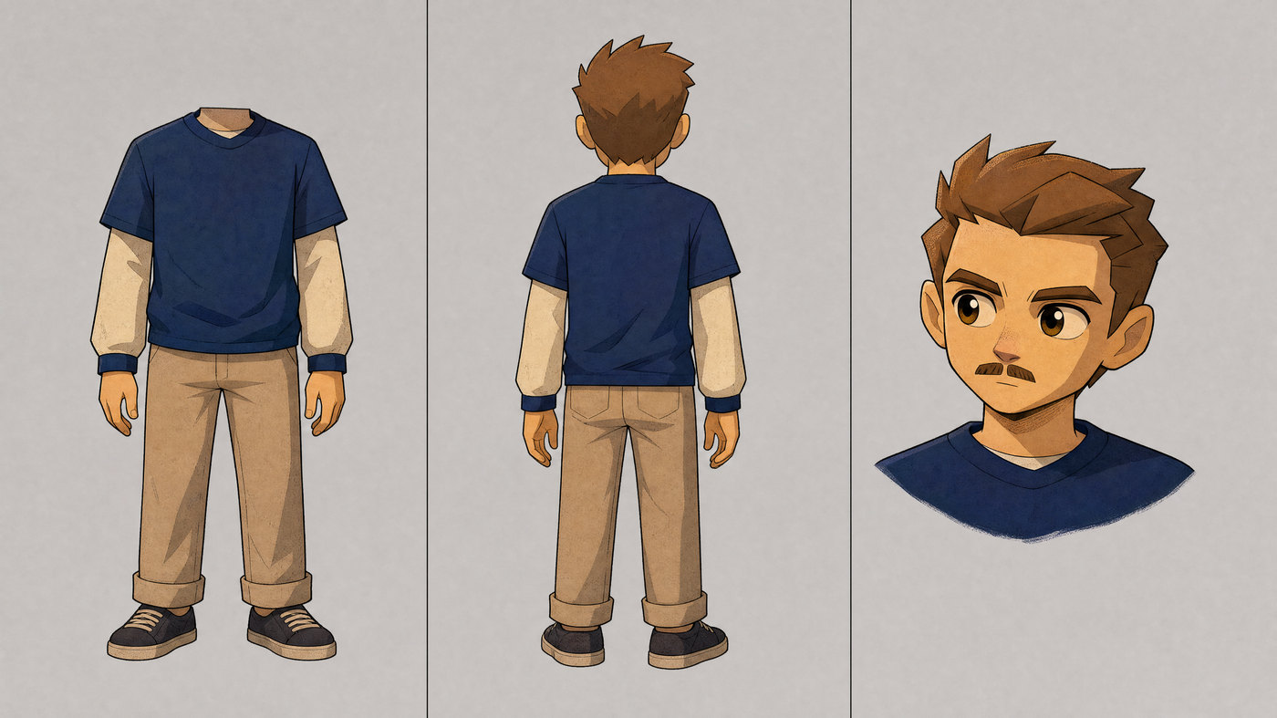 Dan character sheet in Spider-Verse Toon Shading