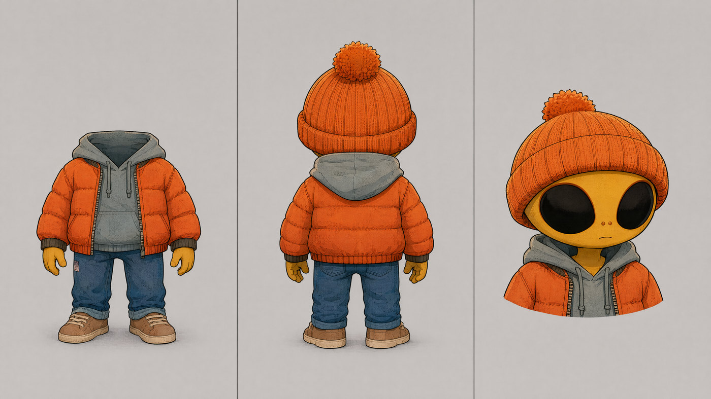 Vinny character sheet in Spider-Verse Toon Shading